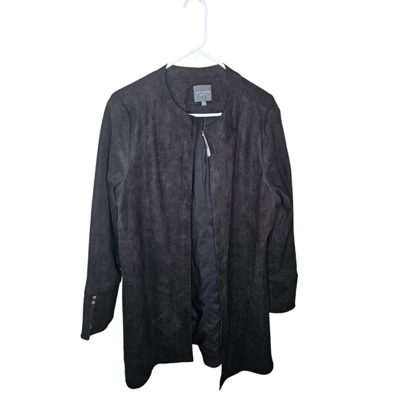 The Limited Womens Faux Leather Coat Black Long Sleeve Plus Size 16W - Picture 2 of 9